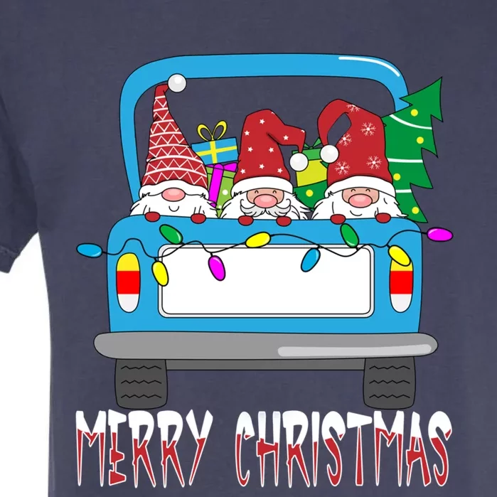 Funny Three Gnome Merry Christmas Gnome Family Pajama Xmas Funny Gift Garment-Dyed Heavyweight T-Shirt