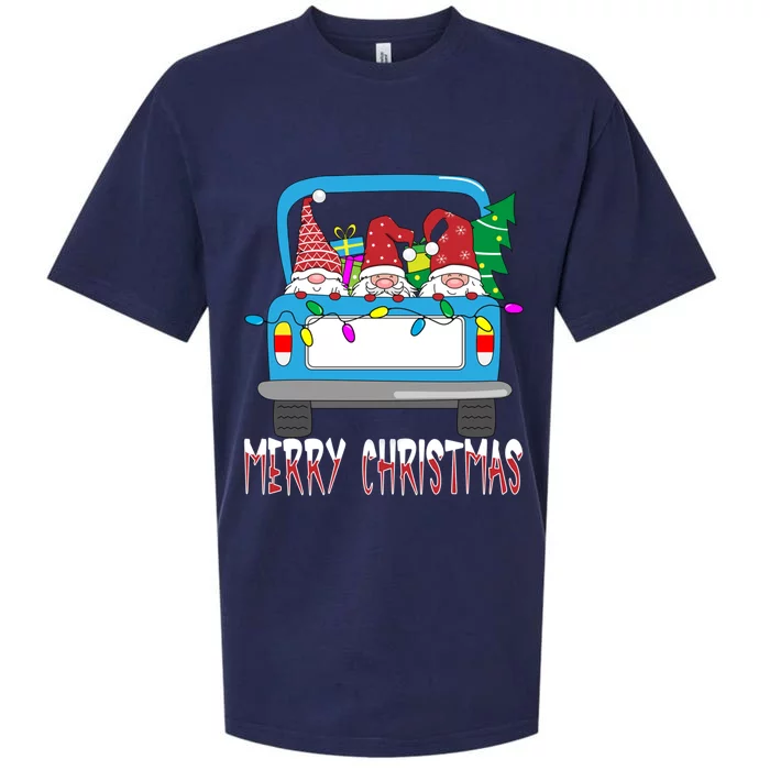 Funny Three Gnome Merry Christmas Gnome Family Pajama Xmas Funny Gift Sueded Cloud Jersey T-Shirt