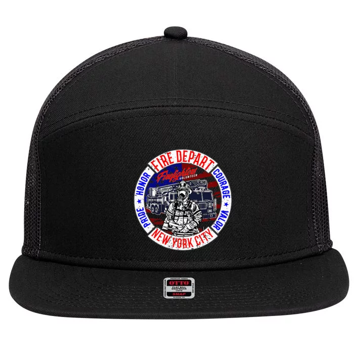 Firefighter Truck Gear Fire Department New York Firefighters 7 Panel Mesh Trucker Snapback Hat