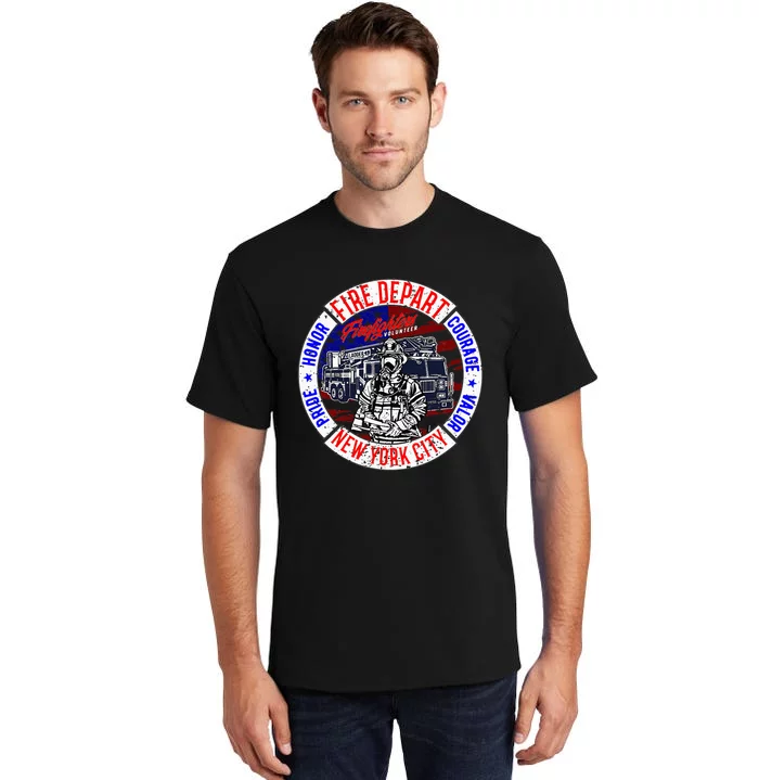 Firefighter Truck Gear Fire Department New York Firefighters Tall T-Shirt