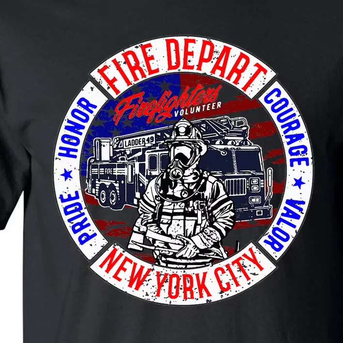 Firefighter Truck Gear Fire Department New York Firefighters Tall T-Shirt