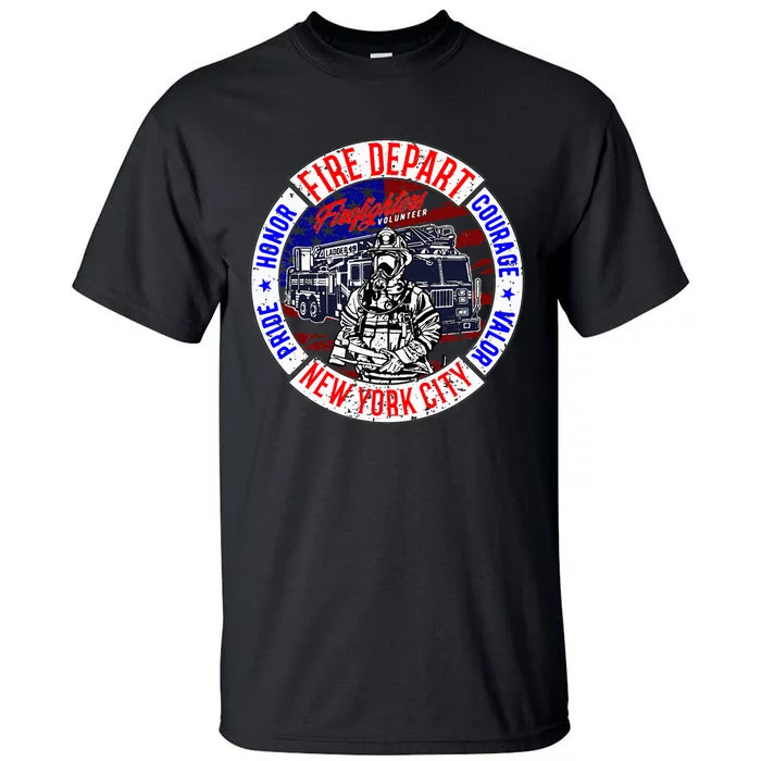 Firefighter Truck Gear Fire Department New York Firefighters Tall T-Shirt