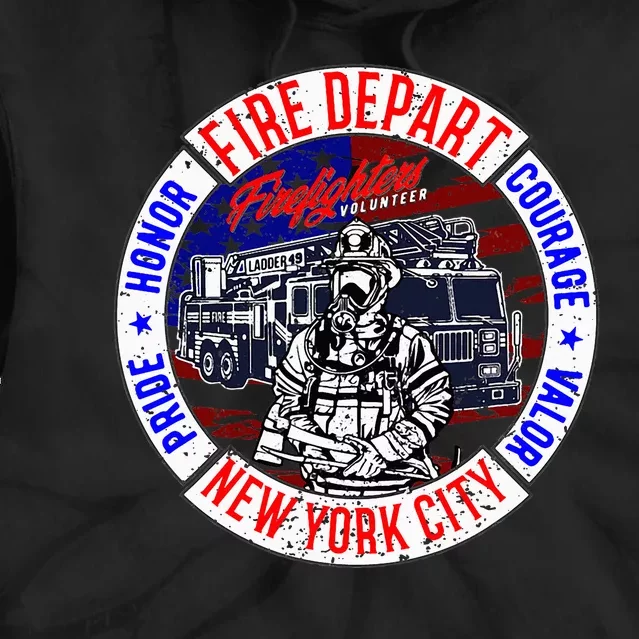 Firefighter Truck Gear Fire Department New York Firefighters Tie Dye Hoodie