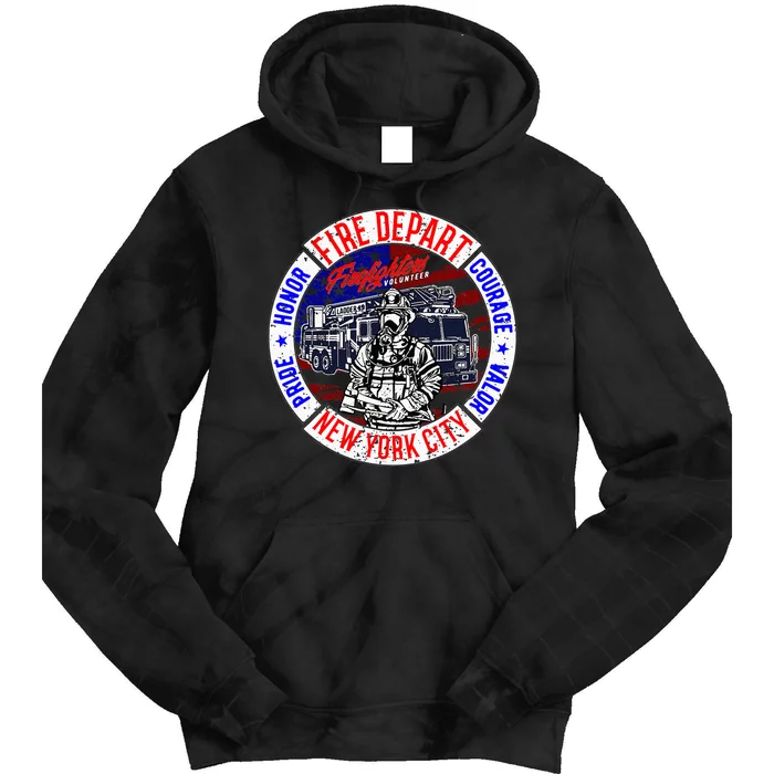 Firefighter Truck Gear Fire Department New York Firefighters Tie Dye Hoodie