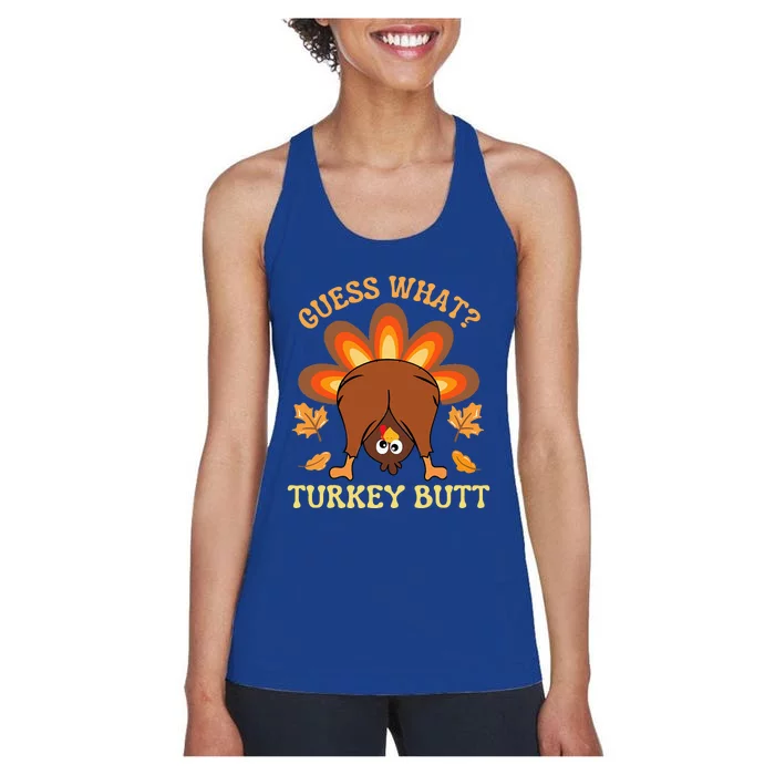 Funny Thanksgiving Guess What Turkey Butt Women's Racerback Tank