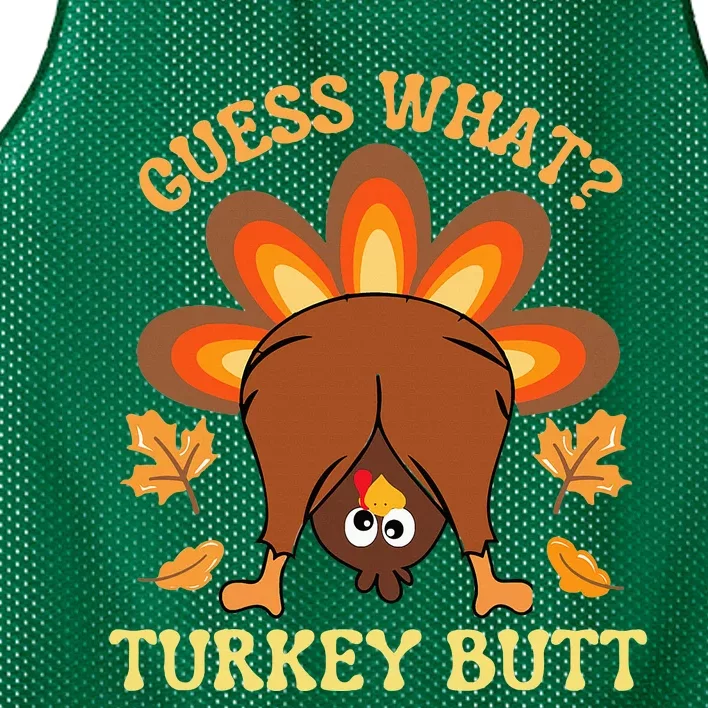 Funny Thanksgiving Guess What Turkey Butt Mesh Reversible Basketball Jersey Tank