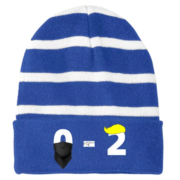 Funny Trump Golf Course Gunshots 0 2 Trump Is Safe Striped Beanie with Solid Band