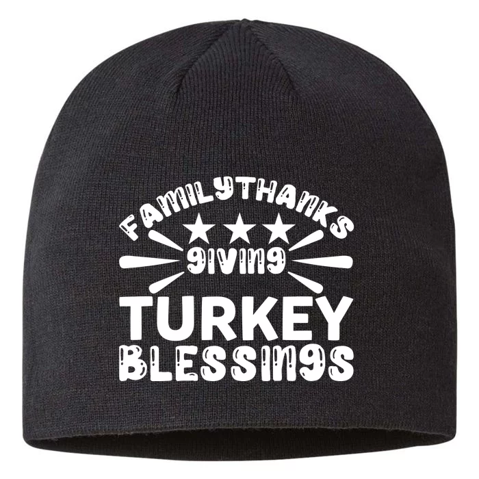 Family Thanks Giving Turkey Blessings 8 1/2in Sustainable Knit Beanie