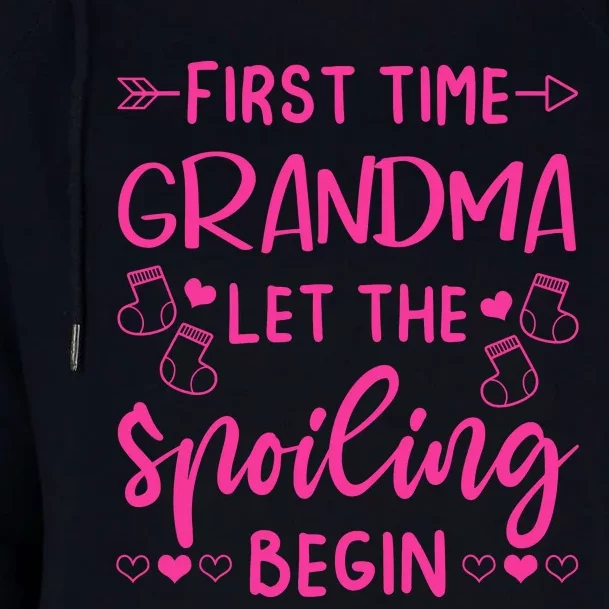 First Time Grandma Let The Spoiling Begin Womens Funnel Neck Pullover Hood