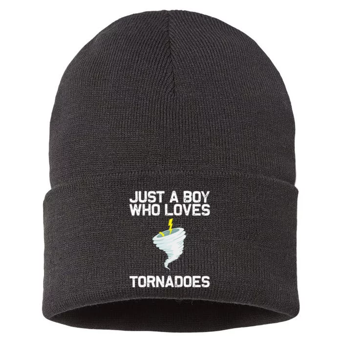 Funny Tornado Gift For Kids Hurricane Weather Chaser Sustainable Knit Beanie