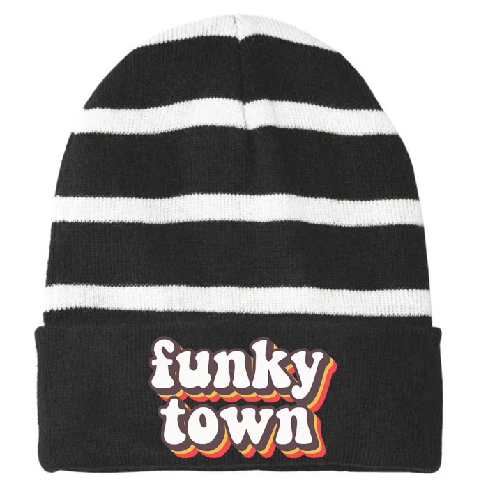 Funky Town Groovy Roller Disco Outfit Vintage 70s Costume Striped Beanie with Solid Band