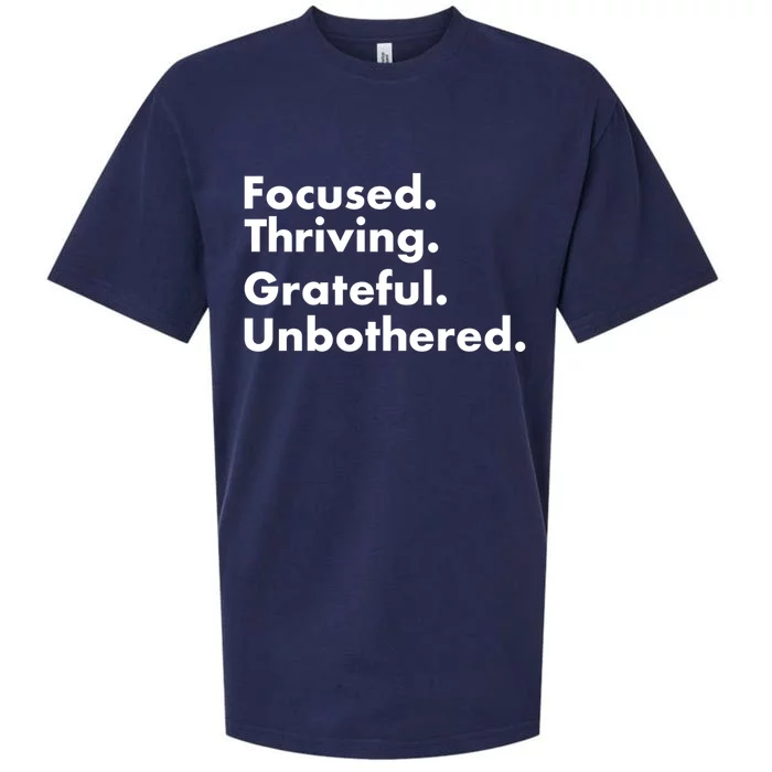 Focused Thriving Grateful Unbothered Funny Cute Gift Sueded Cloud Jersey T-Shirt