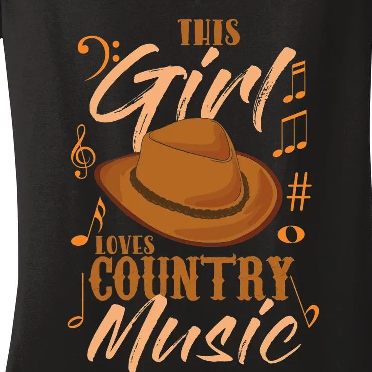 Funny This Girl Loves Country Music Women's V-Neck T-Shirt