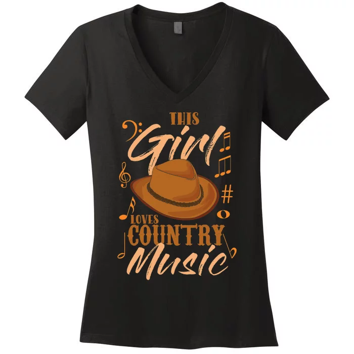 Funny This Girl Loves Country Music Women's V-Neck T-Shirt