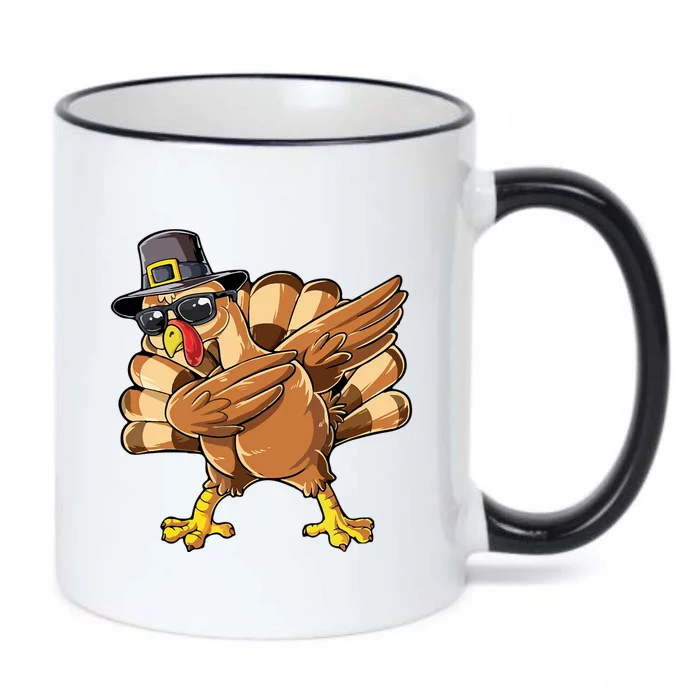 Funny Turkey Gift Dancing Turkey Pigram Hat And Sun Glasses Gift Black Color Changing Mug