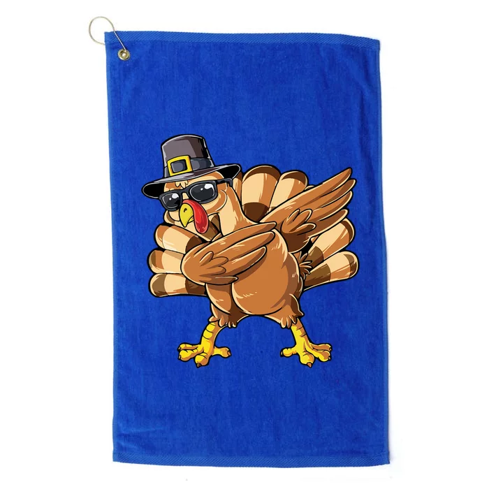 Funny Turkey Gift Dancing Turkey Pigram Hat And Sun Glasses Gift Platinum Collection Golf Towel