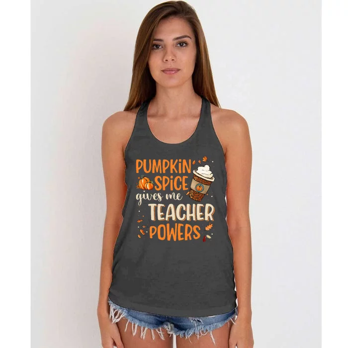 Fall Teacher Gift Unleash Your Superpowers with Pumpkin Spice Women's Knotted Racerback Tank