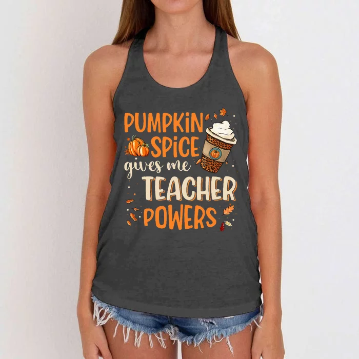 Fall Teacher Gift Unleash Your Superpowers with Pumpkin Spice Women's Knotted Racerback Tank