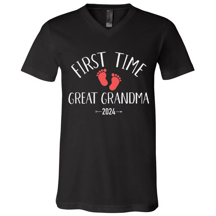 First Time Great Grandma 2024 V-Neck T-Shirt