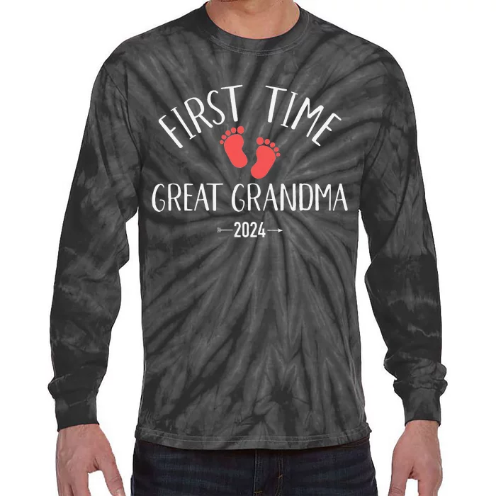 First Time Great Grandma 2024 Tie-Dye Long Sleeve Shirt