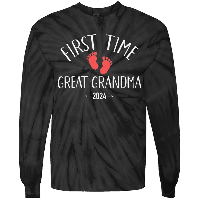 First Time Great Grandma 2024 Tie-Dye Long Sleeve Shirt