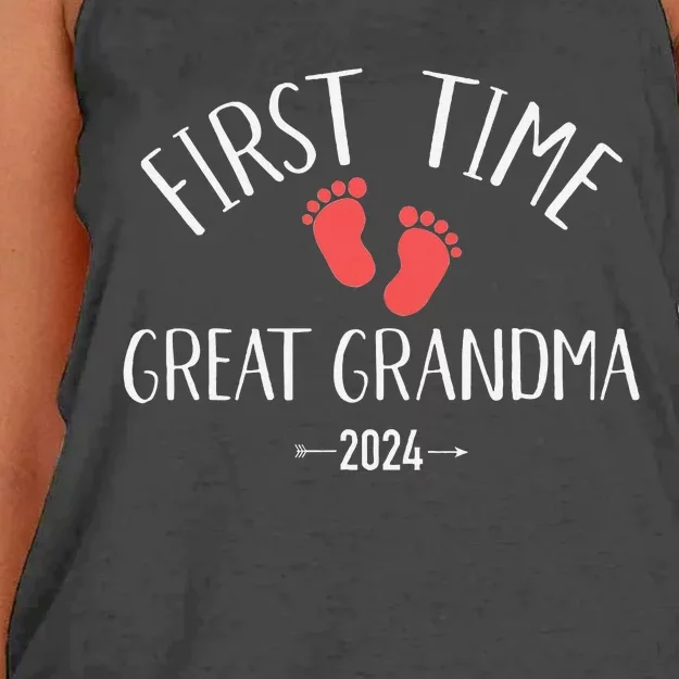 First Time Great Grandma 2024 Women's Knotted Racerback Tank