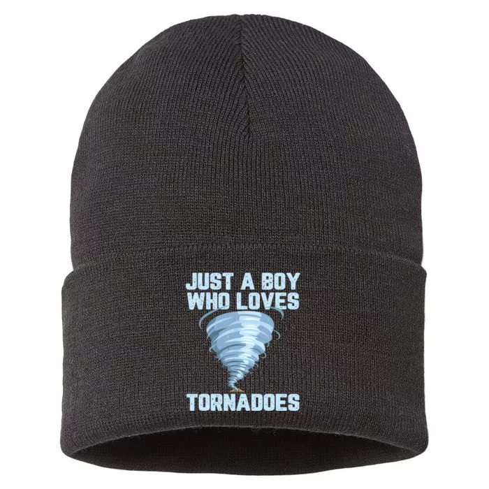 Funny Tornado Gift For Boy Hurricane Weather Chaser Sustainable Knit Beanie