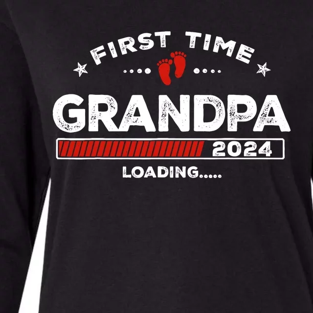 First Time Grandpa Est. 2024 Loading Soon To Be Dad Grandpa Womens Cotton Relaxed Long Sleeve T-Shirt