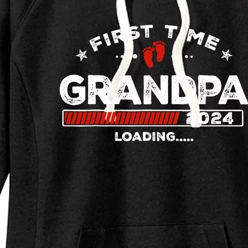 First Time Grandpa Est. 2024 Loading Soon To Be Dad Grandpa Women's Fleece Hoodie