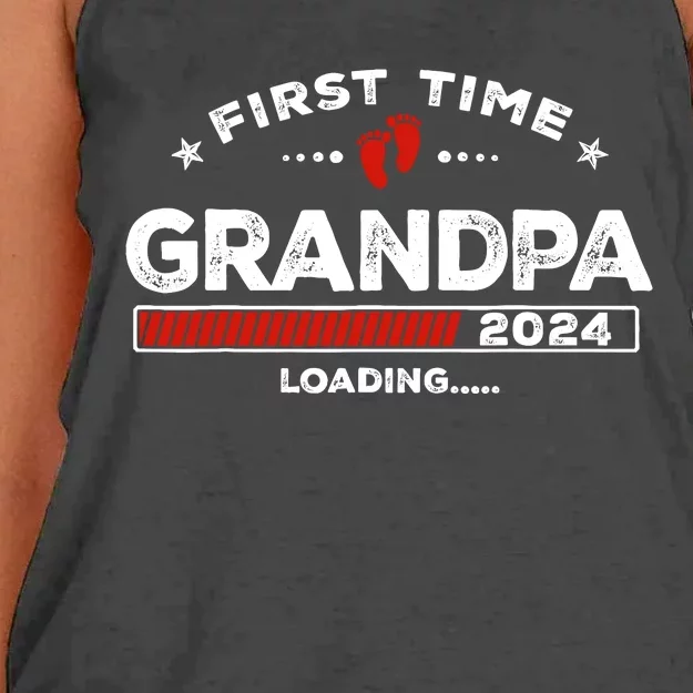 First Time Grandpa Est. 2024 Loading Soon To Be Dad Grandpa Women's Knotted Racerback Tank