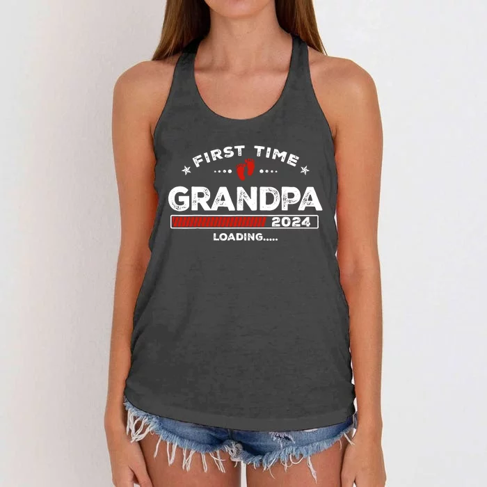 First Time Grandpa Est. 2024 Loading Soon To Be Dad Grandpa Women's Knotted Racerback Tank