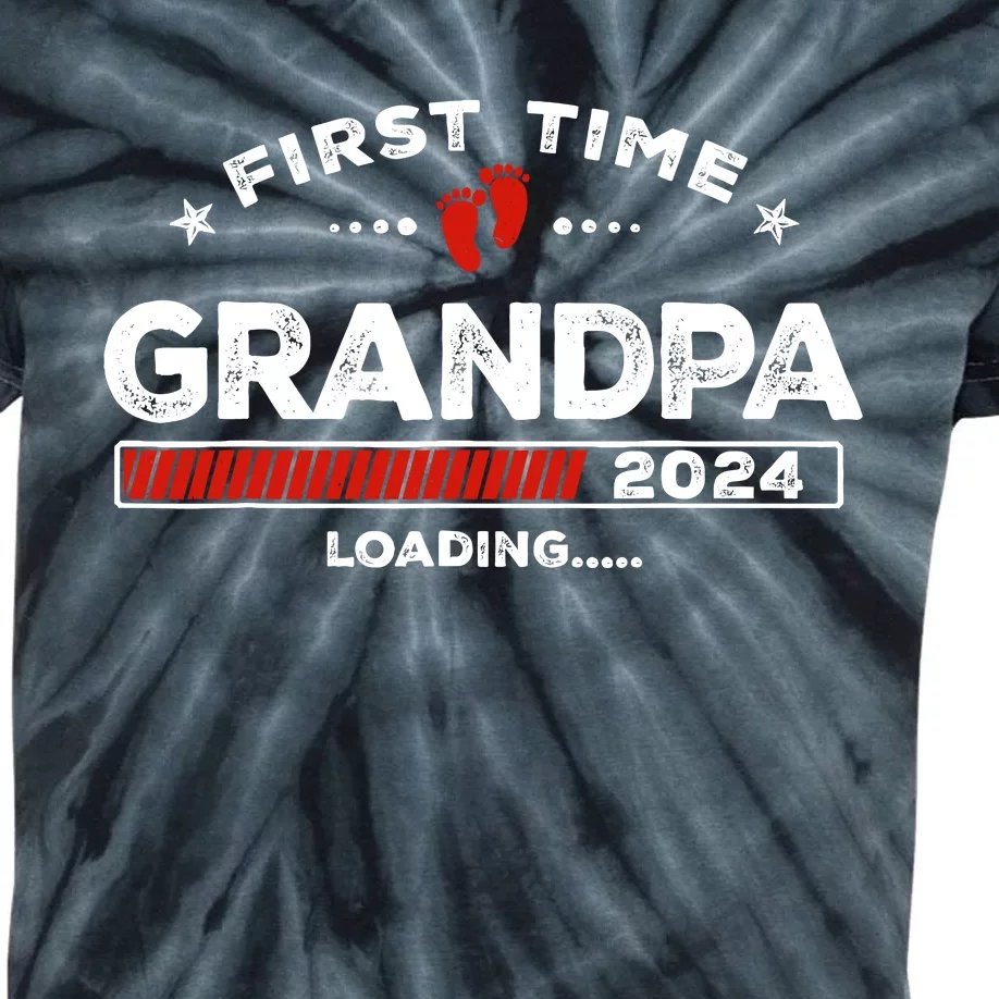 First Time Grandpa Est. 2024 Loading Soon To Be Dad Grandpa Kids Tie-Dye T-Shirt