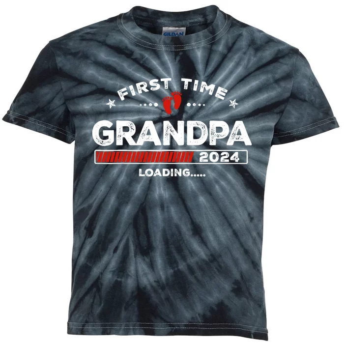 First Time Grandpa Est. 2024 Loading Soon To Be Dad Grandpa Kids Tie-Dye T-Shirt