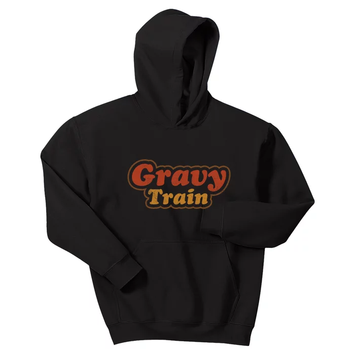 Funny Turkey Gravy Train Thanksgiving Retro Vintage Top Kids Hoodie