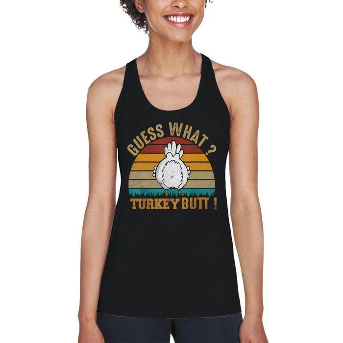 Funny Thanksgiving Guess What Turkey Butt Women's Racerback Tank