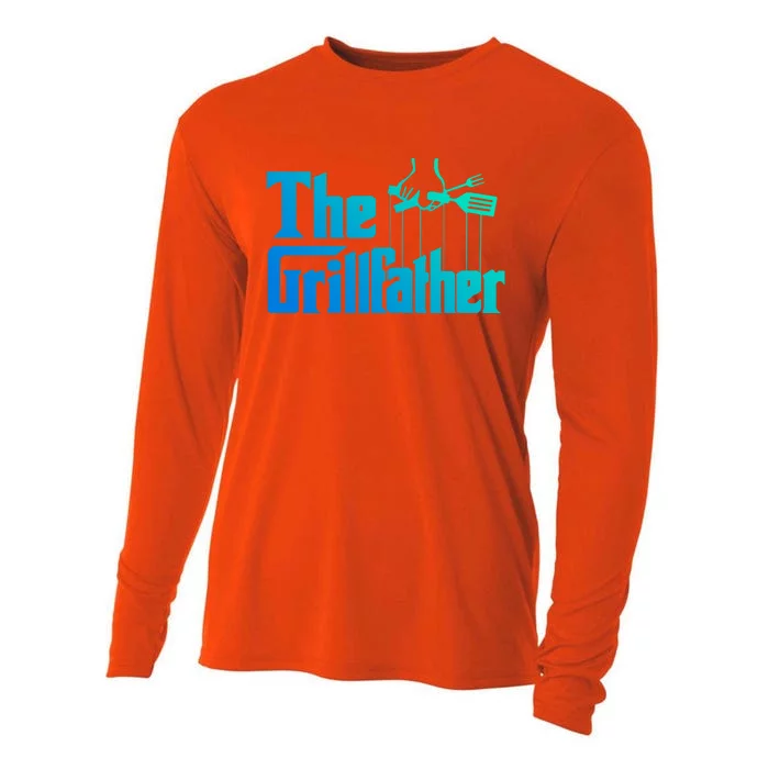 Funny The Grillfather Bbq Grill And Smoker Barbecue Chef Gift Cooling Performance Long Sleeve Crew