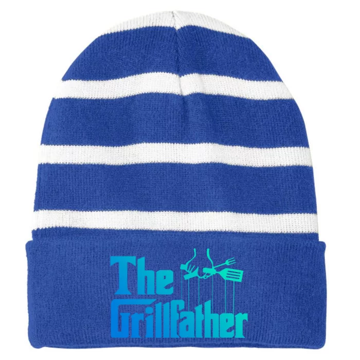 Funny The Grillfather Bbq Grill And Smoker Barbecue Chef Gift Striped Beanie with Solid Band