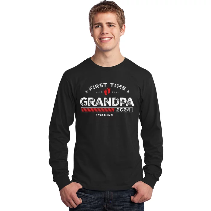 First Time Grandpa Est 2024 Loading Soon To Be Dad Grandpa Long Sleeve Shirt