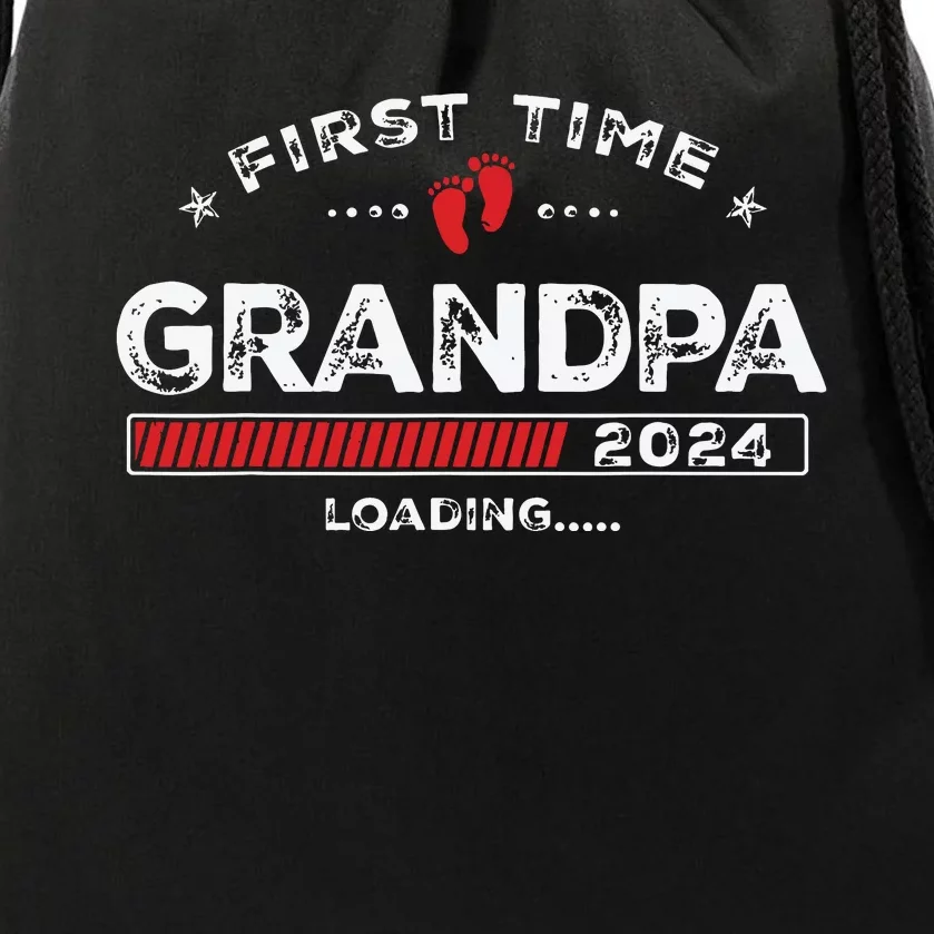 First Time Grandpa Est 2024 Loading Soon To Be Dad Grandpa Drawstring Bag