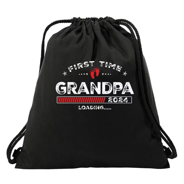 First Time Grandpa Est 2024 Loading Soon To Be Dad Grandpa Drawstring Bag