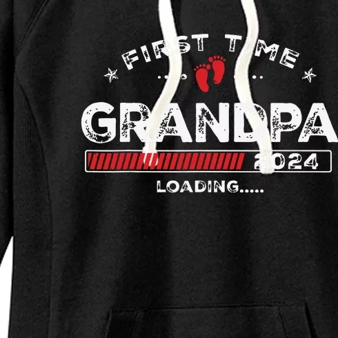 First Time Grandpa Est 2024 Loading Soon To Be Dad Grandpa Women's Fleece Hoodie