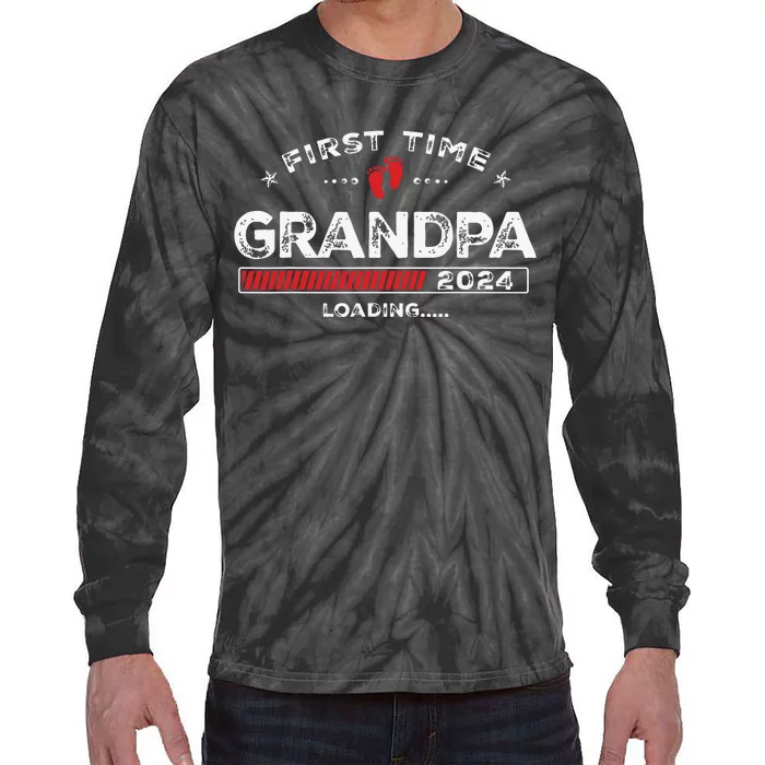 First Time Grandpa Est 2024 Loading Soon To Be Dad Grandpa Tie-Dye Long Sleeve Shirt