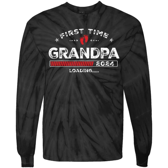 First Time Grandpa Est 2024 Loading Soon To Be Dad Grandpa Tie-Dye Long Sleeve Shirt