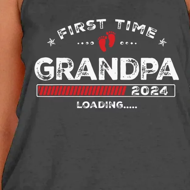 First Time Grandpa Est 2024 Loading Soon To Be Dad Grandpa Women's Knotted Racerback Tank