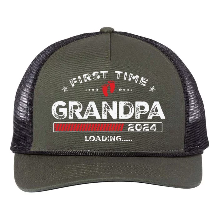 First Time Grandpa Est 2024 Loading Soon To Be Dad Grandpa Retro Rope Trucker Hat Cap