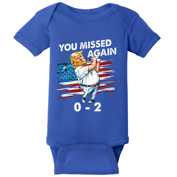 Funny Trump Golf Course Gunshots 02 Trump Is Safe Baby Bodysuit