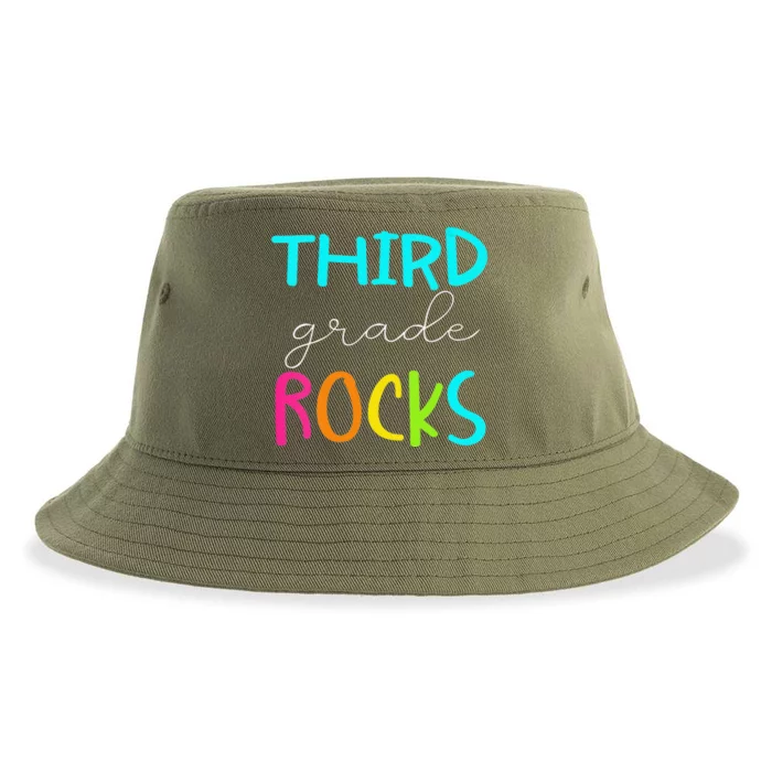 Funny Third Grade Rocks Team 3rd Grade Teacher Sustainable Bucket Hat