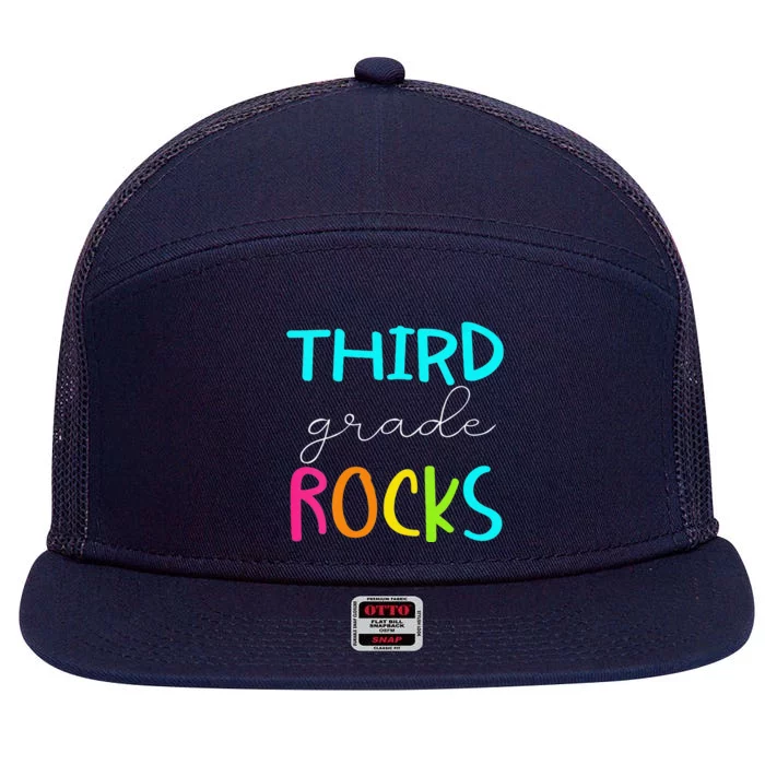 Funny Third Grade Rocks Team 3rd Grade Teacher 7 Panel Mesh Trucker Snapback Hat