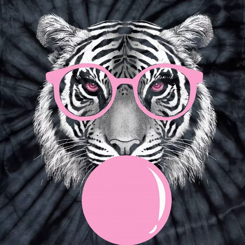 Funny Tiger Glasses Pink Bubble Gum Animal Lover Tie-Dye T-Shirt