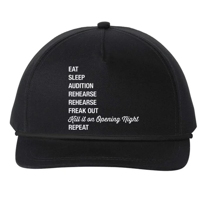 Funny Theater Geek Gift Musical Life Eat Sleep Theatre Snapback Five-Panel Rope Hat